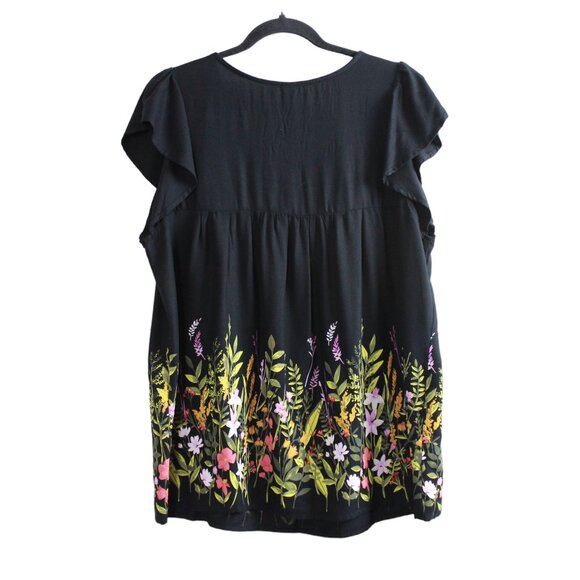 Old Navy Black Multicoloured Floral Print Peasant Blouse - Picture 2 of 14